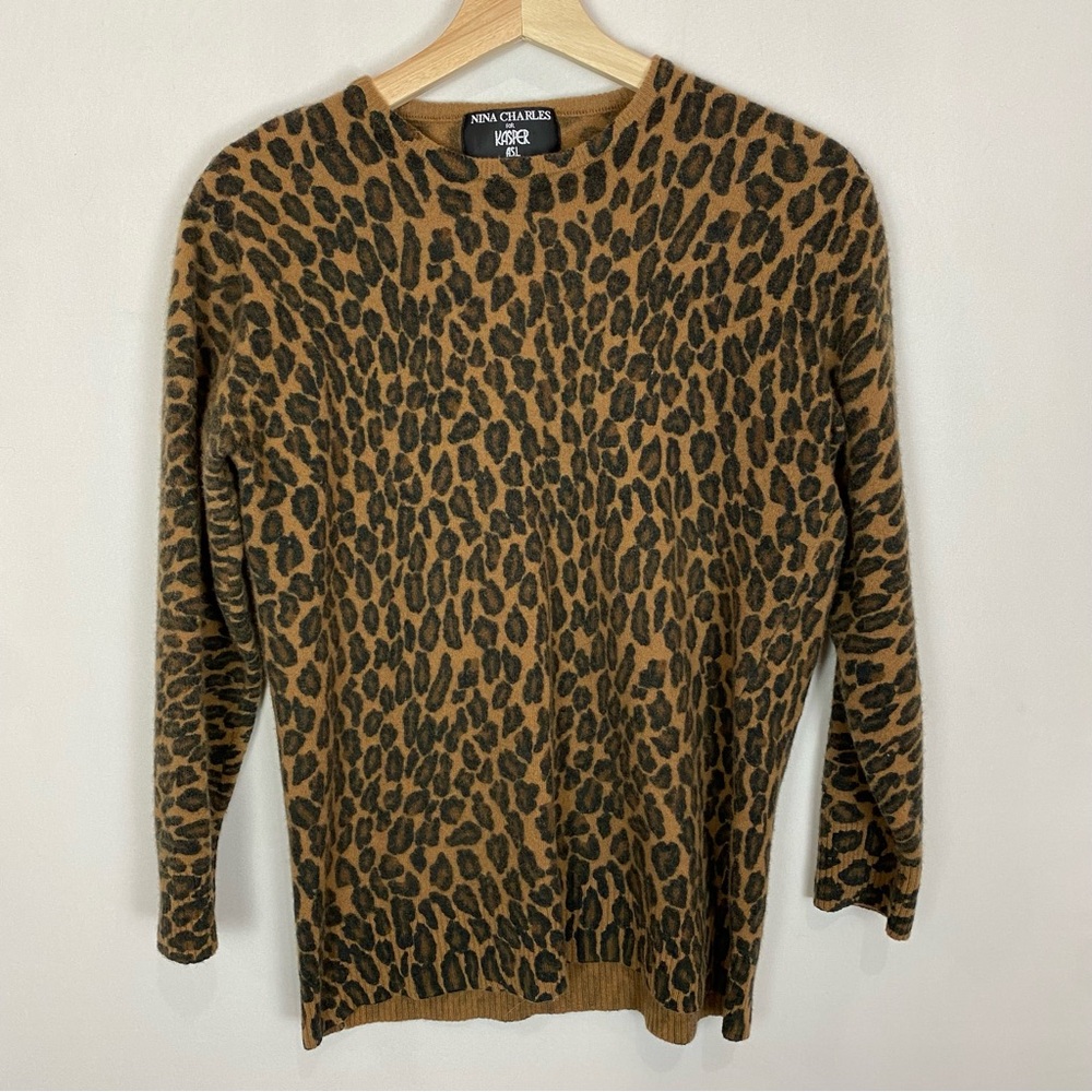Vintage 90’s Lambswool‎ Angora Leopard Print Sweater